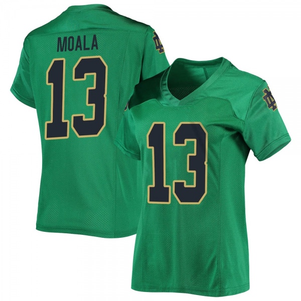 Paul Moala Notre Dame Fighting Irish NCAA Women's #13 Green Replica College Stitched Football Jersey JRE3155ON